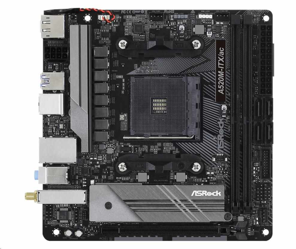 ASRock MB Sc AM4 A520M-ITX/ AC,  AMD A520,  2xDDR4,  HDMI,  DP0 