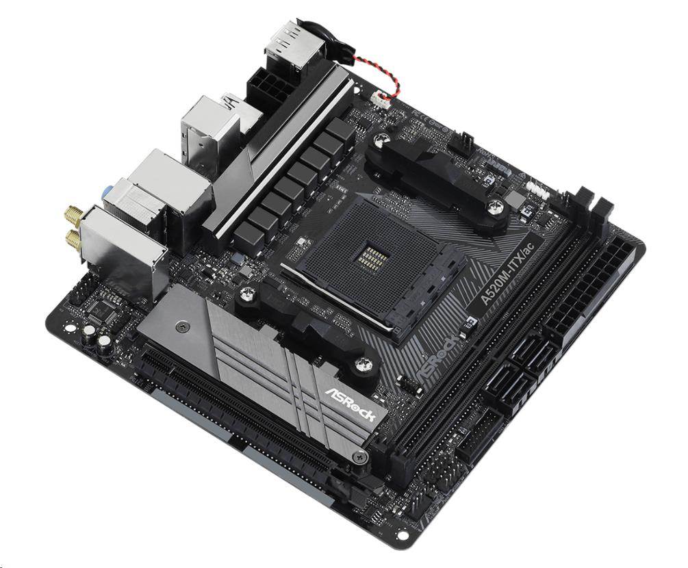 ASRock MB Sc AM4 A520M-ITX/ AC,  AMD A520,  2xDDR4,  HDMI,  DP1 