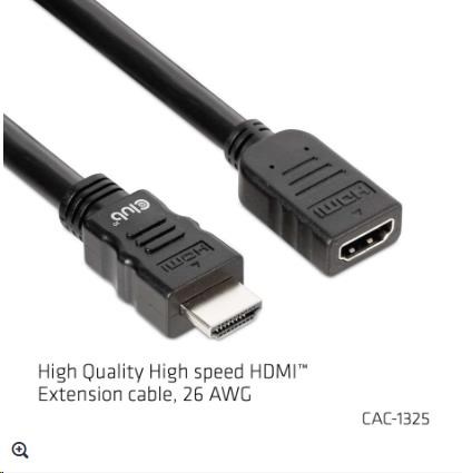 Club3D Kabel prodlužovací Rychlý HDMI 4K60HZ (M/ F),  5m,  černá,  26 AWG1 