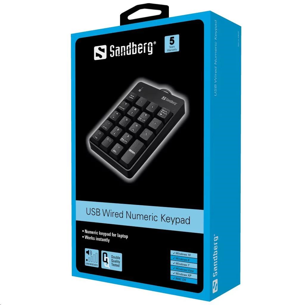 Numerická klávesnica Sandberg,  USB,  čierna1 