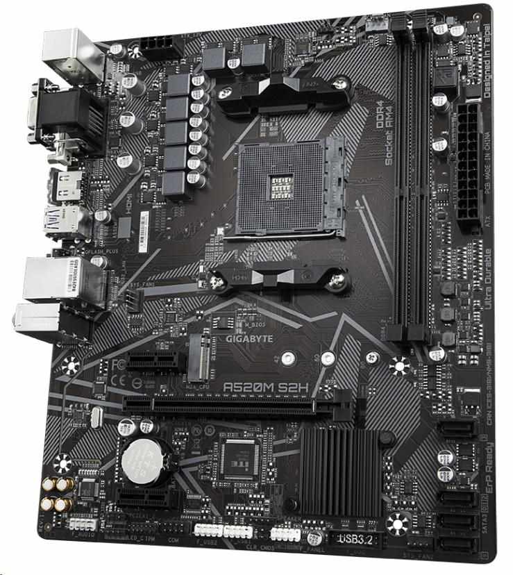GIGABYTE MB Sc AM4 A520M S2H,  AMD A520,  2xDDR4,  1xHDMI,  1xDVI,  VGA,  mATX3 