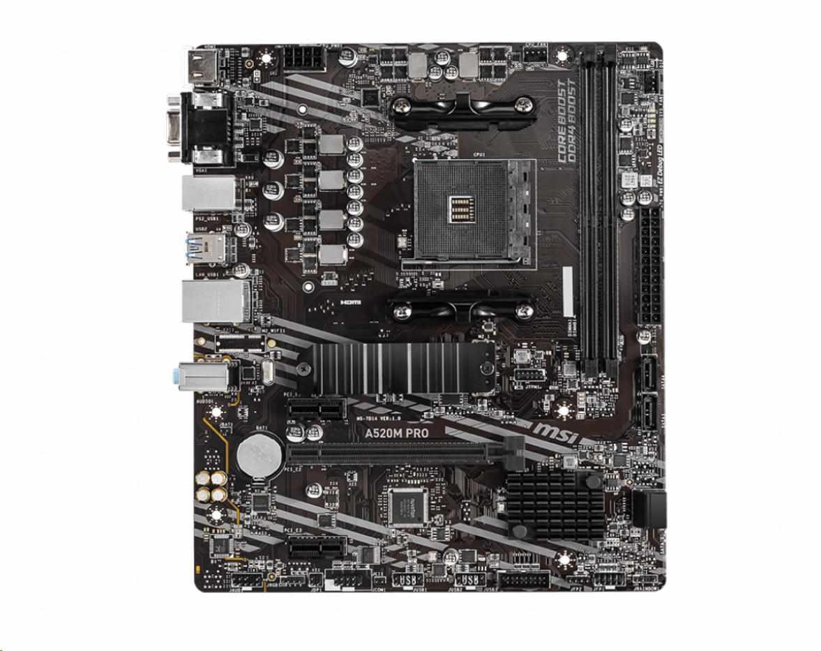 MSI MB Sc AM4 A520M PRO,  AMD A520,  VGA,  2xDDR4,  mATX1 