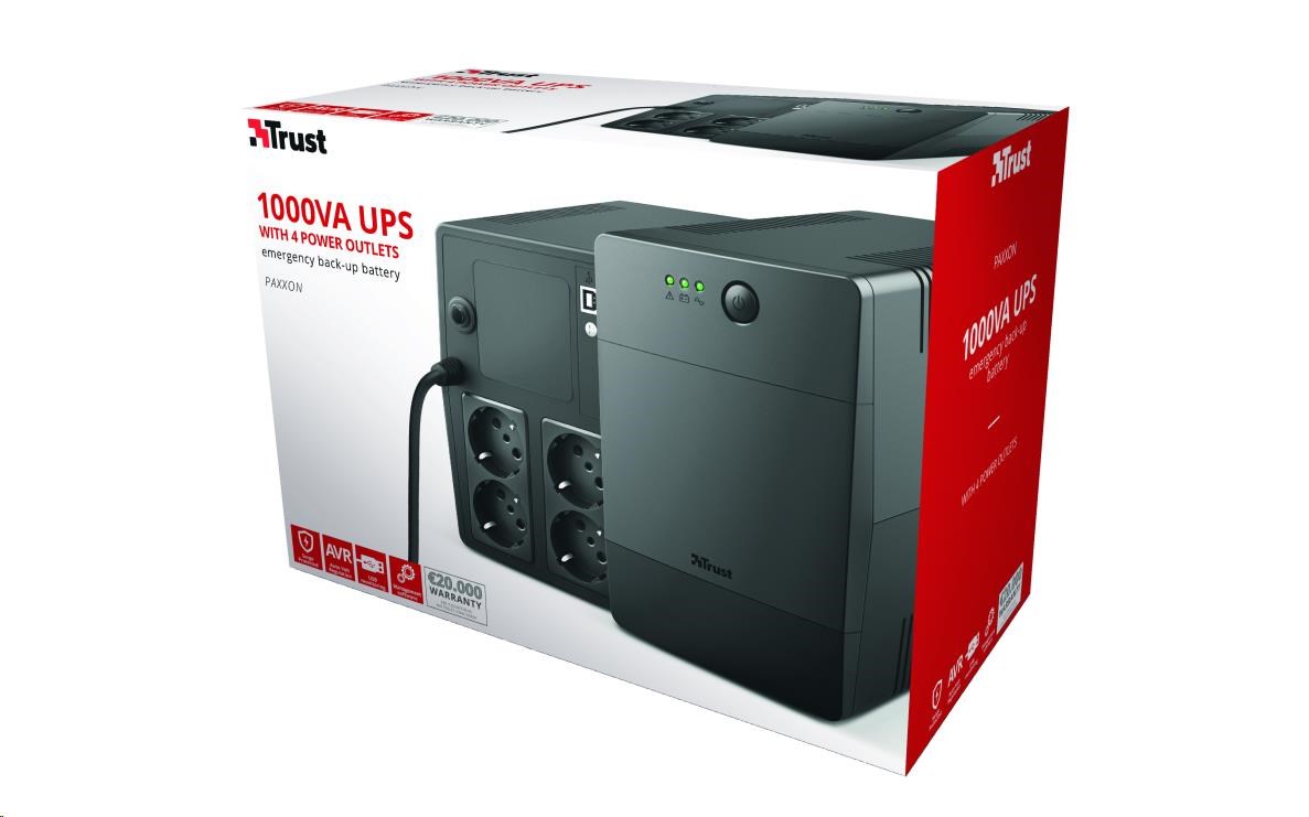 TRUST UPS Paxxon 1000VA UPS so 4 štandardnými zásuvkami4 