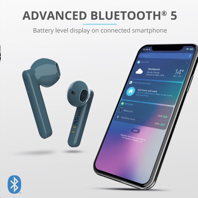 TRUST sluchátka Primo Touch Bluetooth Wireless Earphones - blue5 