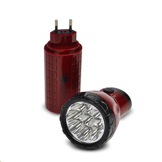 Solight nabíjecí LED svítilna, plug-in, Pb 800mAh, 9x LED, červenočerná3 