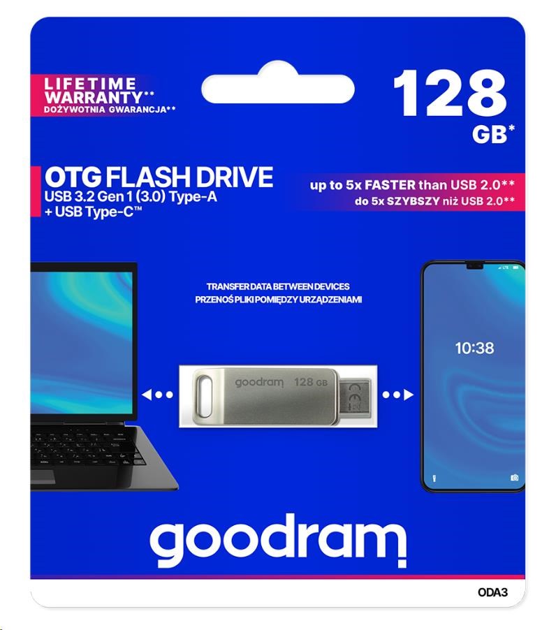 GOODRAM Flash disk 128 GB ODA3,  USB 3.2,  strieborná5 