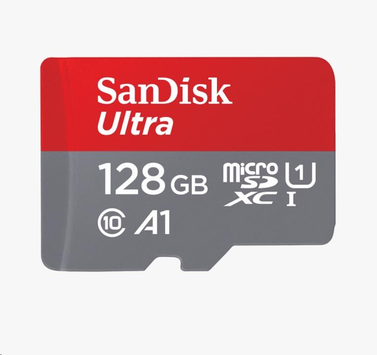 Karta SanDisk MicroSDXC 128 GB Ultra (100 MB/ s,  Class 10,  Android) + adaptér0 