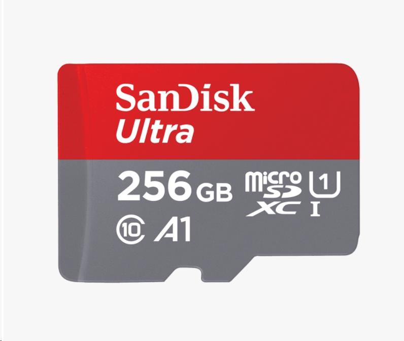 Karta SanDisk MicroSDXC 256 GB Ultra (100 MB/ s,  Class 10,  Android) + adaptér0 