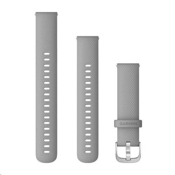 Garmin řemínek Quick Release 18mm,  silikonový šedý,  stříbrná přezka0 