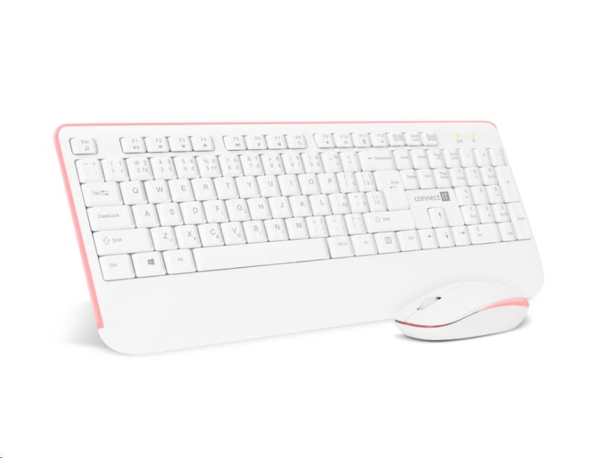 CONNECT IT Combo bezdrátová bílo-růžová klávesnice + myš,  CZ + SK layout4 