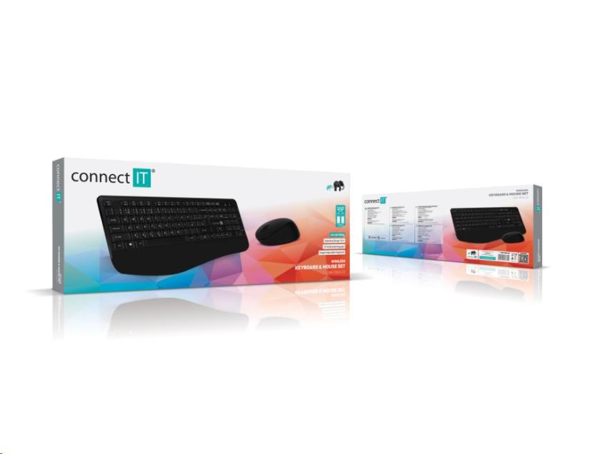 CONNECT IT Combo bezdrátová černá klávesnice + myš,  CZ + SK layout8 