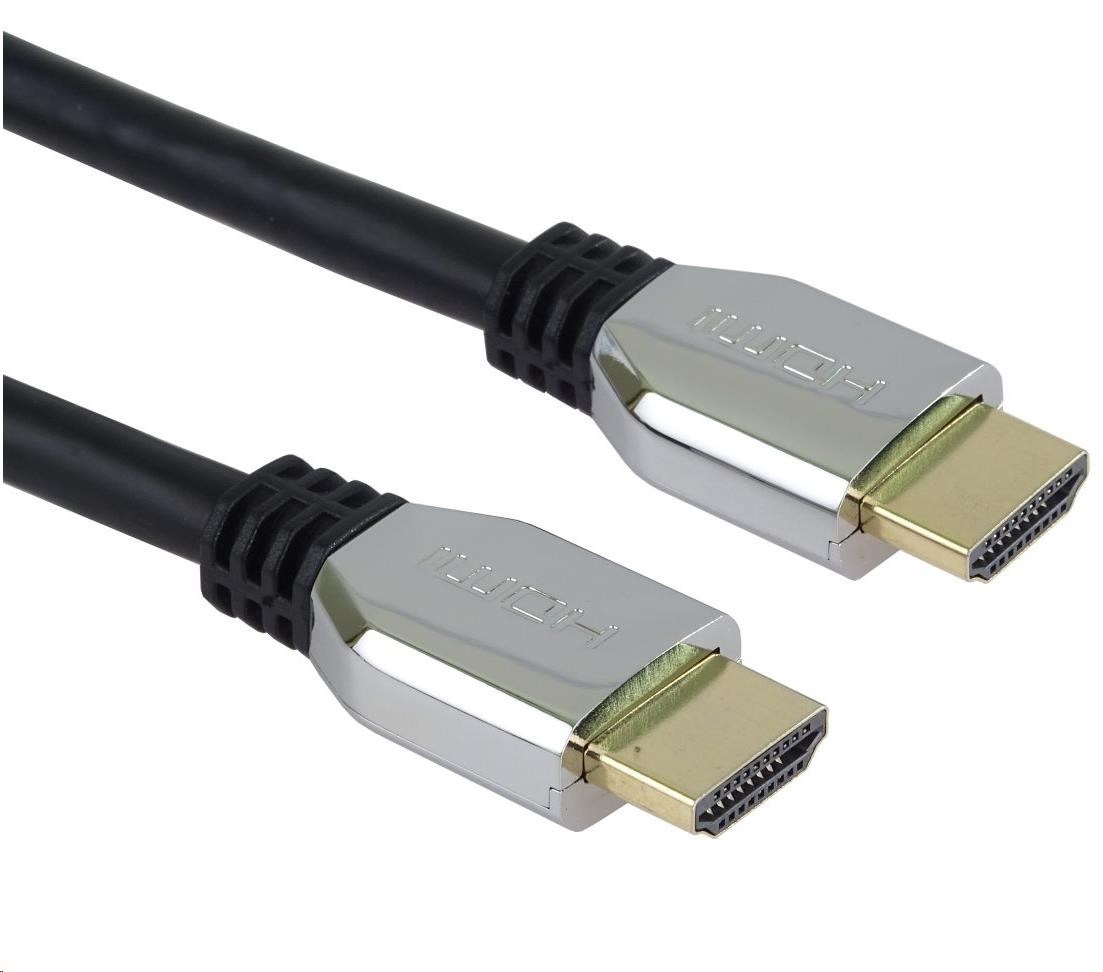 Kábel HDMI PREMIUMCORD 2.1 vysokorýchlostný + ethernetový kábel (krytky zo zinkovej zliatiny,  pozlátené konektory) 2 m1 