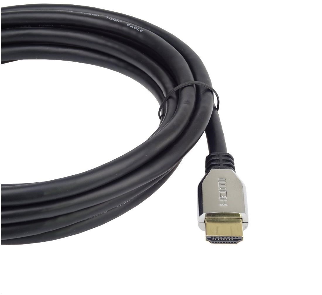 Kábel HDMI PREMIUMCORD 2.1 vysokorýchlostný + ethernetový kábel (krytky zo zinkovej zliatiny,  pozlátené konektory) 2 m4 