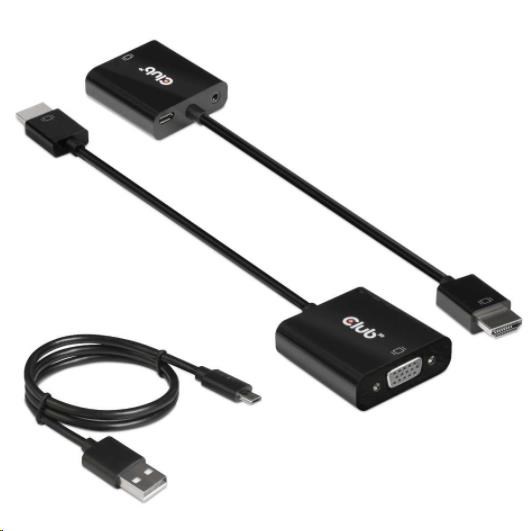 Adaptér HDMI Club3D 1.4 na VGA (M/ F),  aktívne so zvukom6 