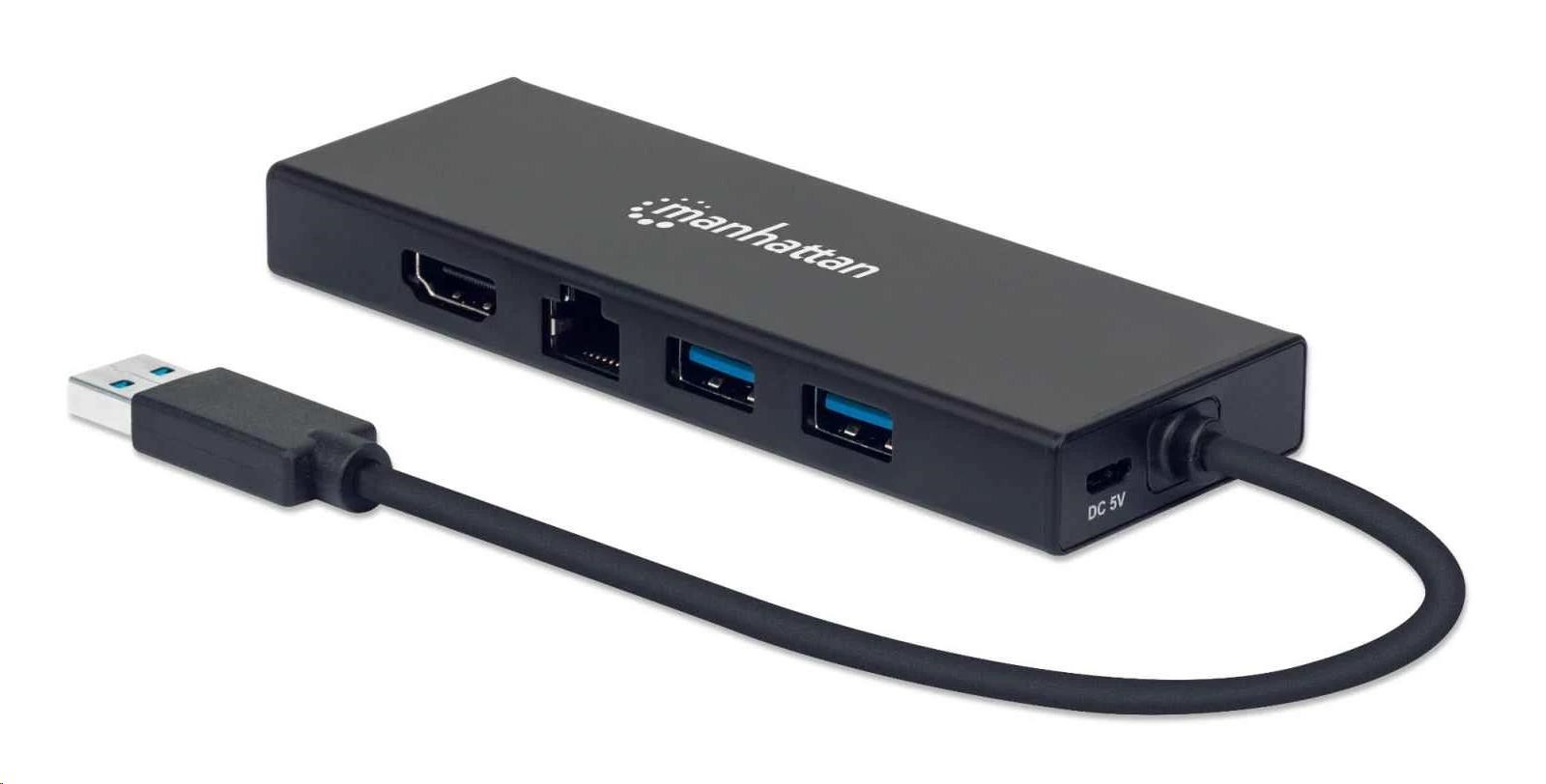 MANHATTAN USB-A na HDMI/ VGA multidock adaptér,  čierny,  maloobchodná krabica2 