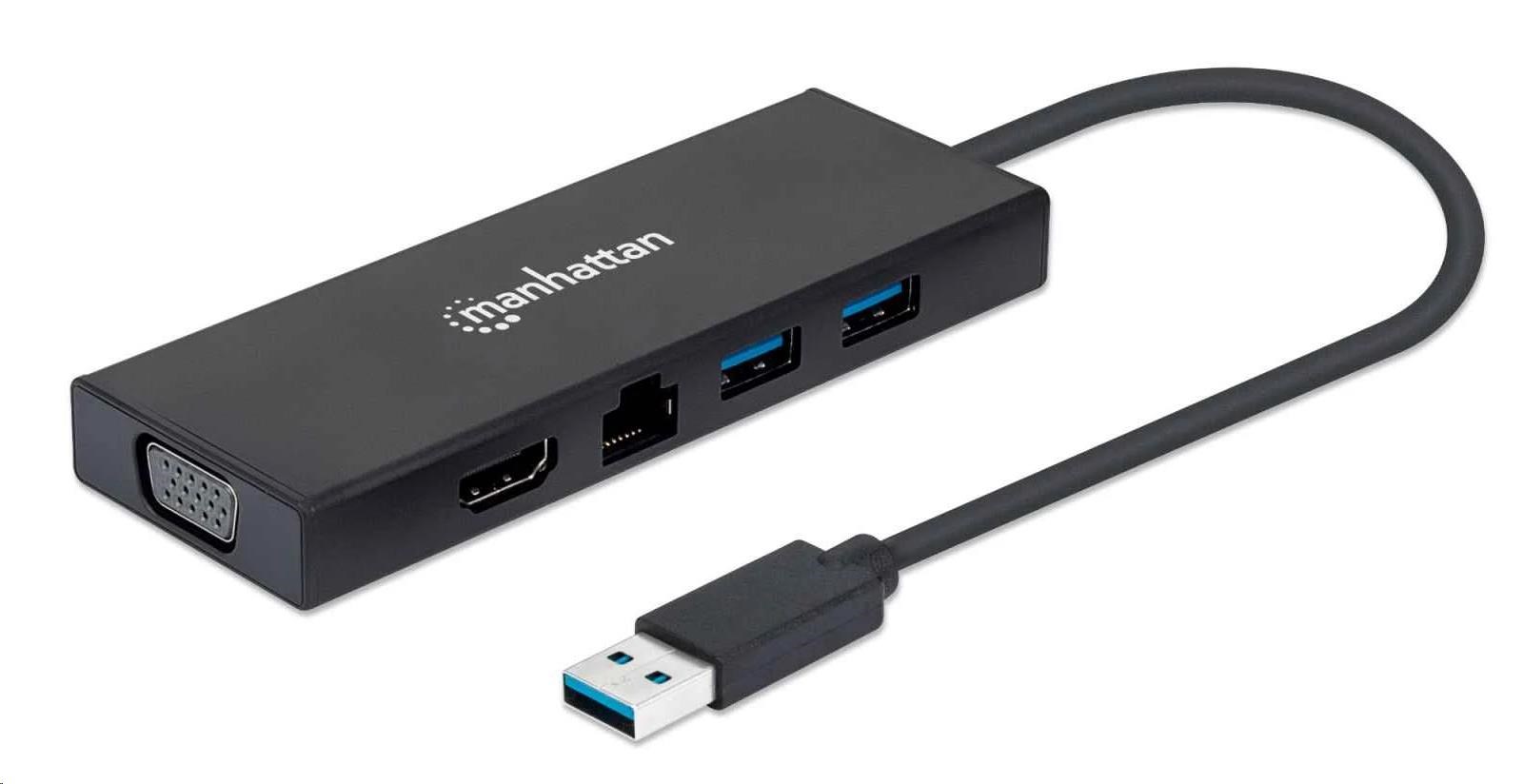 MANHATTAN USB-A na HDMI/ VGA multidock adaptér,  čierny,  maloobchodná krabica4 