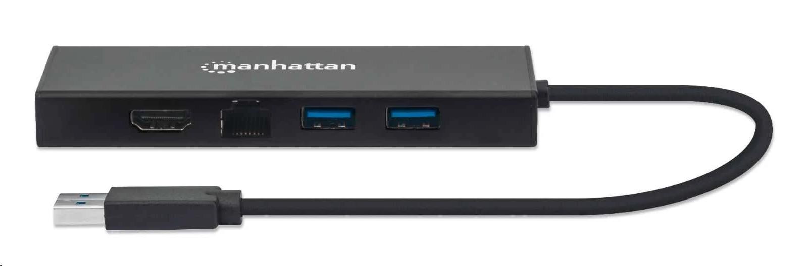 MANHATTAN USB-A na HDMI/ VGA multidock adaptér,  čierny,  maloobchodná krabica3 