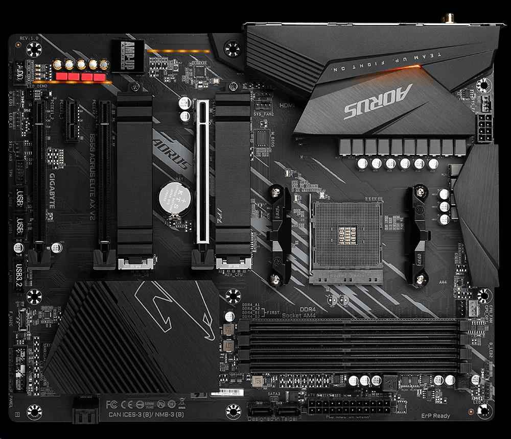 GIGABYTE MB Sc AM4 B550 AORUS ELITE AX V2,  AMD B550,  4xDDR4,  1xDP,  1xHDMI1 