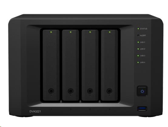 Synology DVA3221 (4C/ AtomC3538/ 2, 1GHz/ 8GBRAM/ GTX1650/ 4xSATA/ 3xUSB3.0/ 2xSATA/ 1xCOM/ 4xGbE)0 