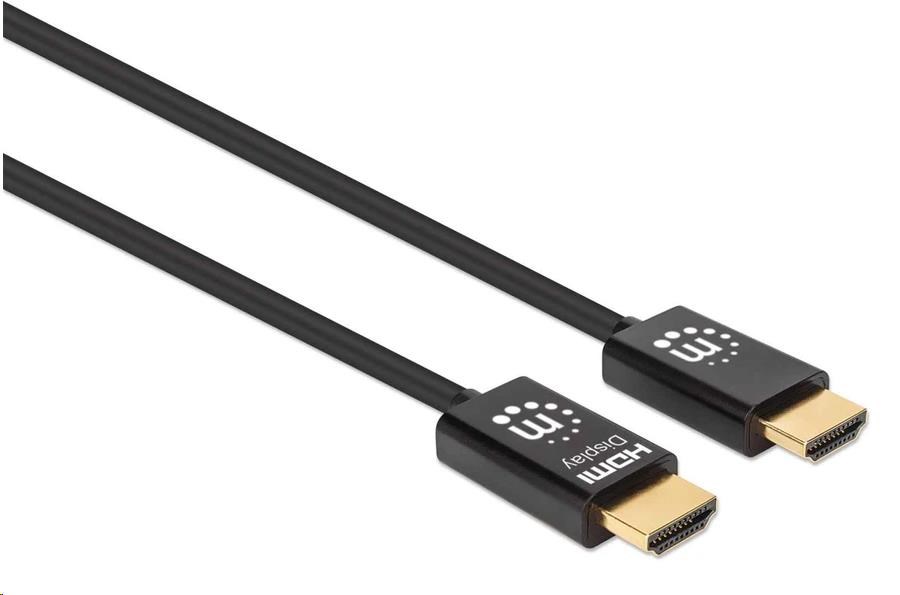MANHATTAN HDMI kábel samec - samec,  vysokorýchlostný aktívny optický kábel HDMI,  30 m,  pozlátené koncovky,  čierny2 
