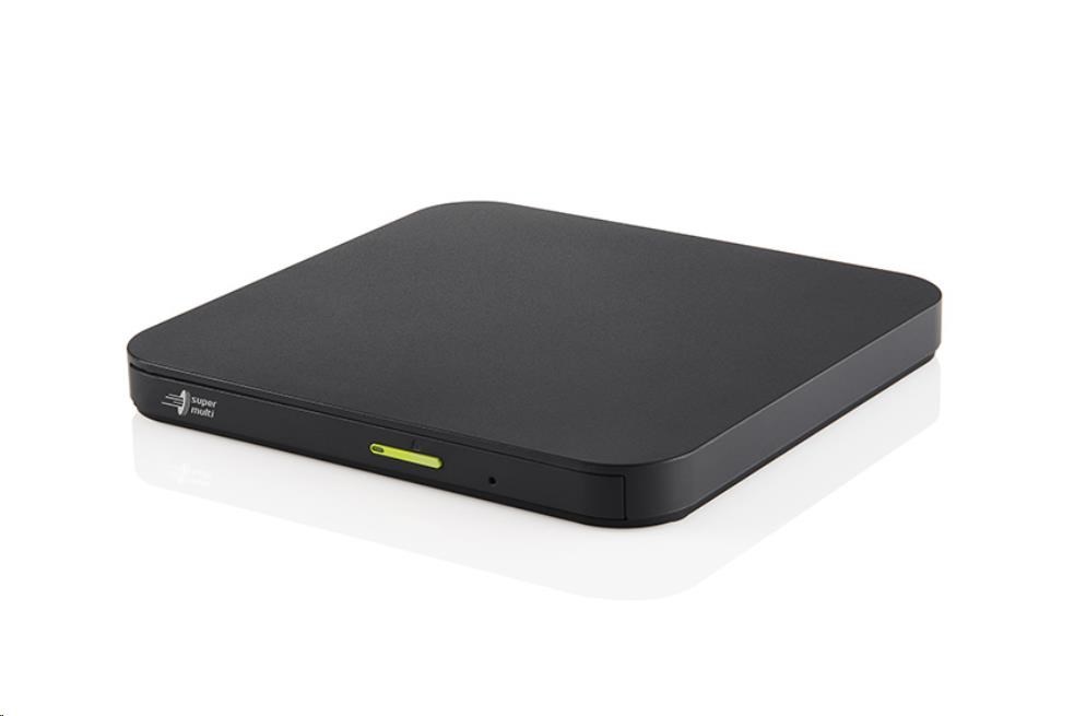 HITACHI LG - externí mechanika DVD-W/ CD-RW/ DVD±R/ ±RW/ RAM/ M-DISC GP96Y,  Ultra Slim,  OTG konektor,  Black,  box+SW2 