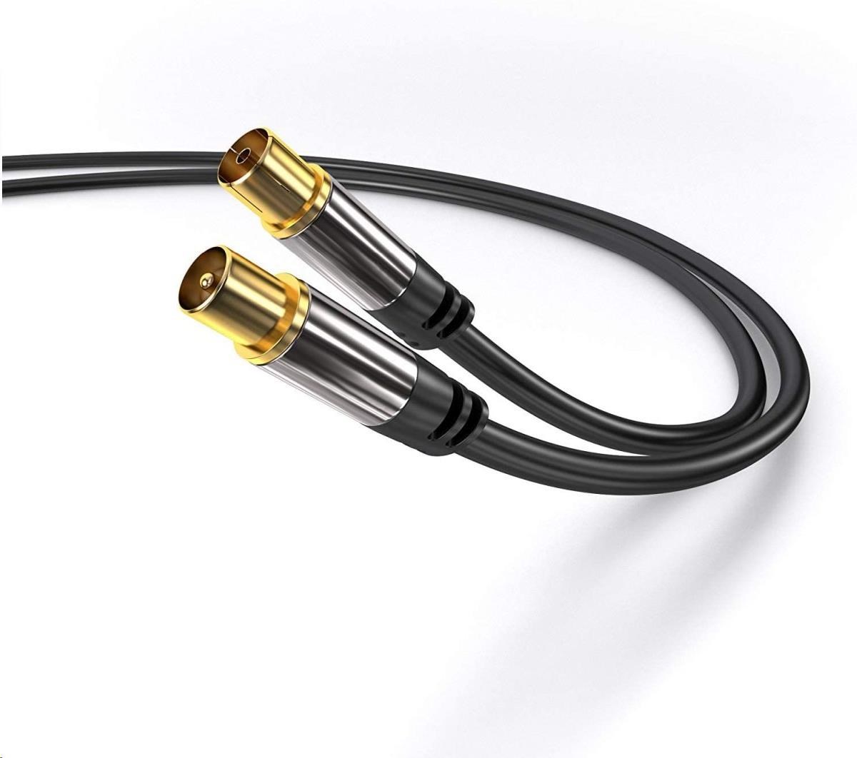 PREMIUMCORD prepojovací kábel,  anténa,  M/ F 75Ohm (135dB) 4x tienený 1, 5m1 