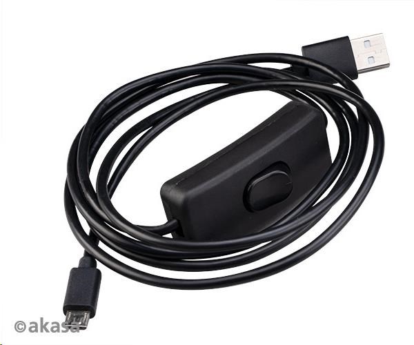 Kábel AKASA USB-A 2.0 na Micro-B,  napájací kábel s prepínačom (pre Raspberry Pi 3 /  2 /  1 /  Zero),  1.5m1 