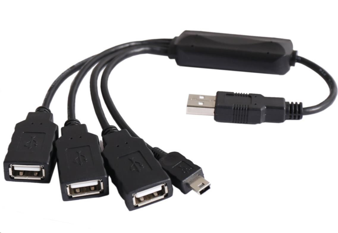 PremiumCord USB2.0 HUB 4-portový čierny kábel0 