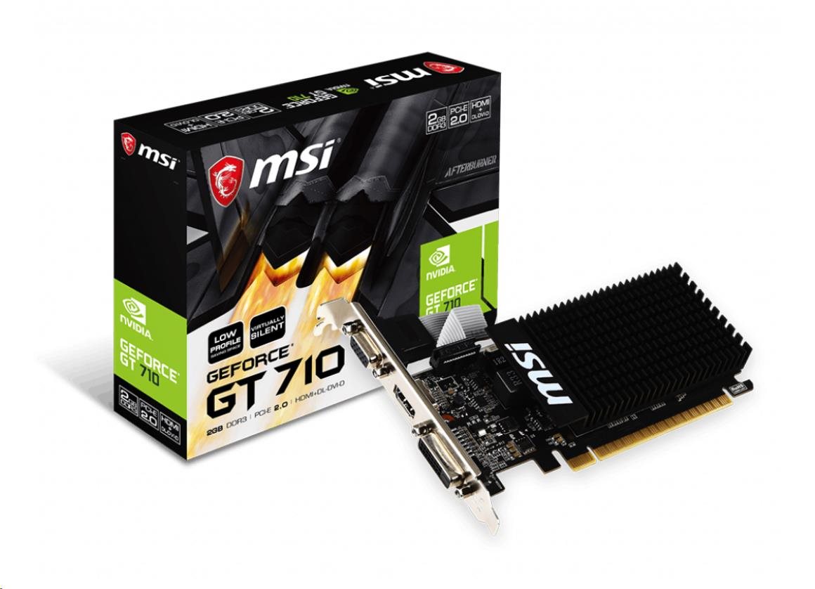 MSI VGA NVIDIA GeForce GT 710 2GD3H LP,  2G DDR3,  1xHDMI,  1xVGA,  1xDVI3 