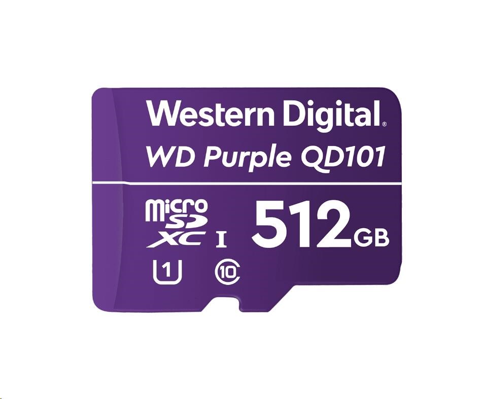 Karta WD MicroSDXC 512GB Purple WDD512G1P0C Class 10 (R:100/W:60 MB/s)0 