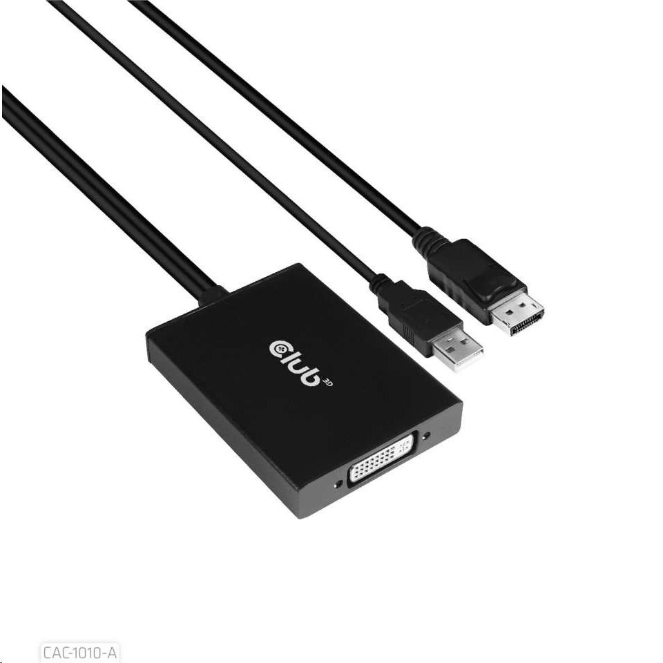 Club3D Adaptér aktivní DisplayPort na Dual Link DVI-D,  USB napájení,  60cm,  HDCP off,  pro Apple Cinema displeje2 