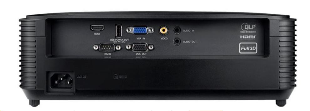 Optoma projektor W400LVe (DLP,  FULL 3D,  WXGA,  4 000 ANSI,  25 000:1,  VGA,  HDMI,  RS232,  1x10W speaker)2 
