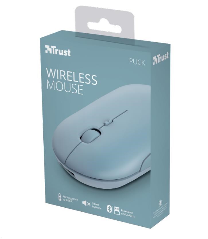 TRUST myš PUCK,  bezdrôtová,  USB,  modrá,  bluetooth1 