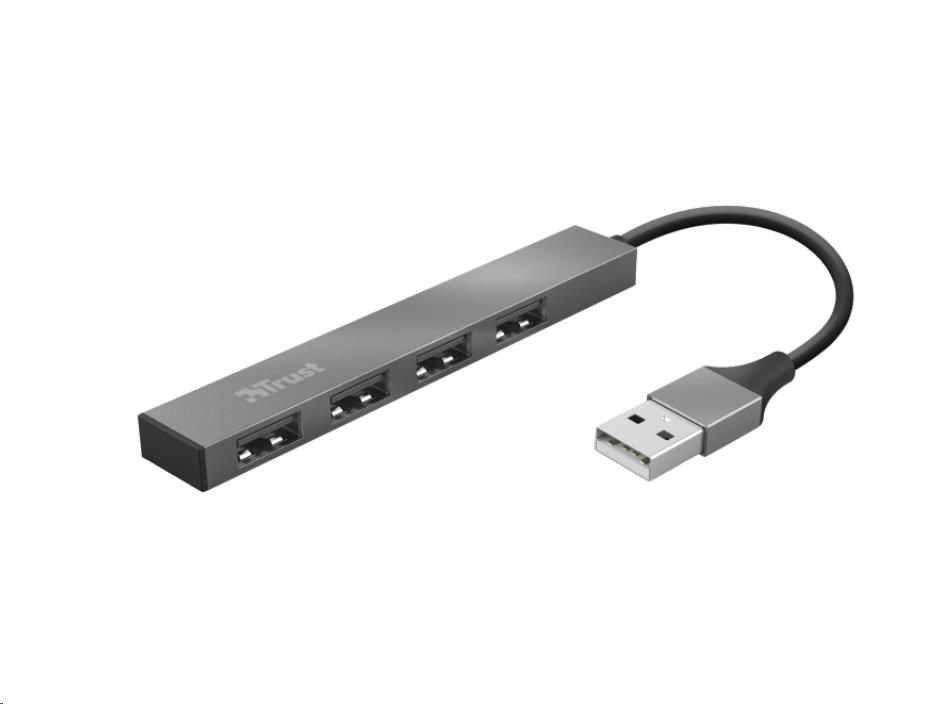 TRUST HALYX Hub,  hliníkový 4-portový mini USB hub,  10 cm0 
