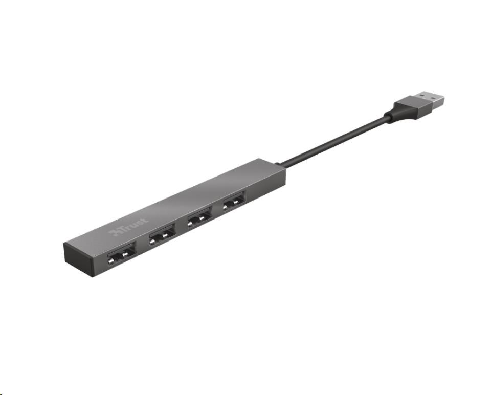 TRUST HALYX Hub,  hliníkový 4-portový mini USB hub,  10 cm2 