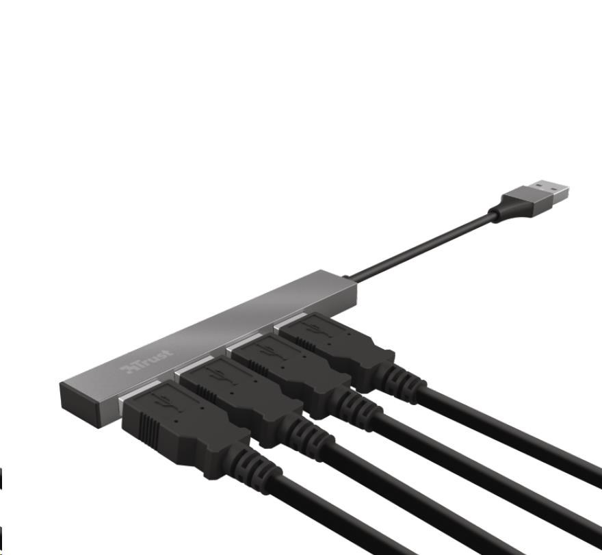 TRUST HALYX Hub,  hliníkový 4-portový mini USB hub,  10 cm4 