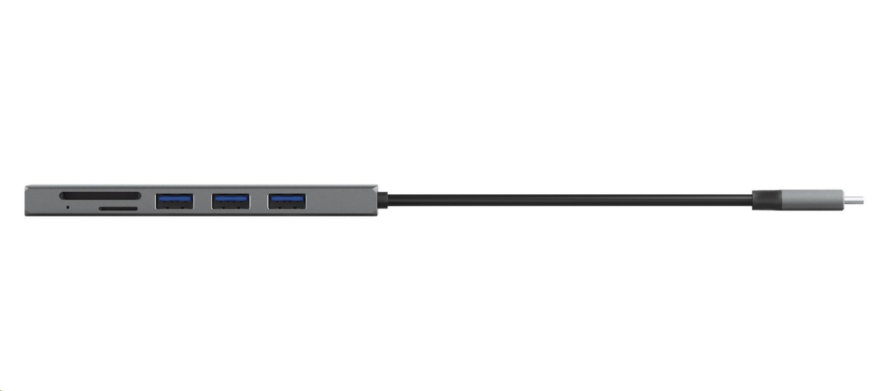 Rozbočovač TRUST HALYX,  rýchly rozbočovač USB-C a čítačka kariet3 