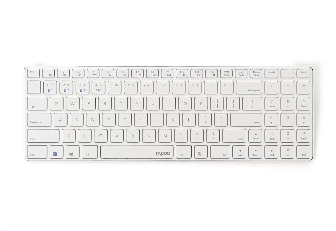 RAPOO klávesnice E9100M,  bezdrátová,  Ultra-slim,  CZ/ SK,  bílá3 