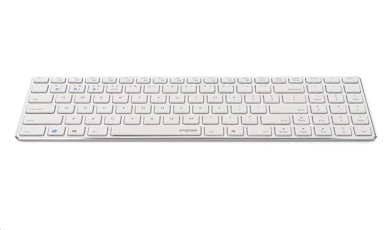 RAPOO klávesnice E9100M,  bezdrátová,  Ultra-slim,  CZ/ SK,  bílá0 