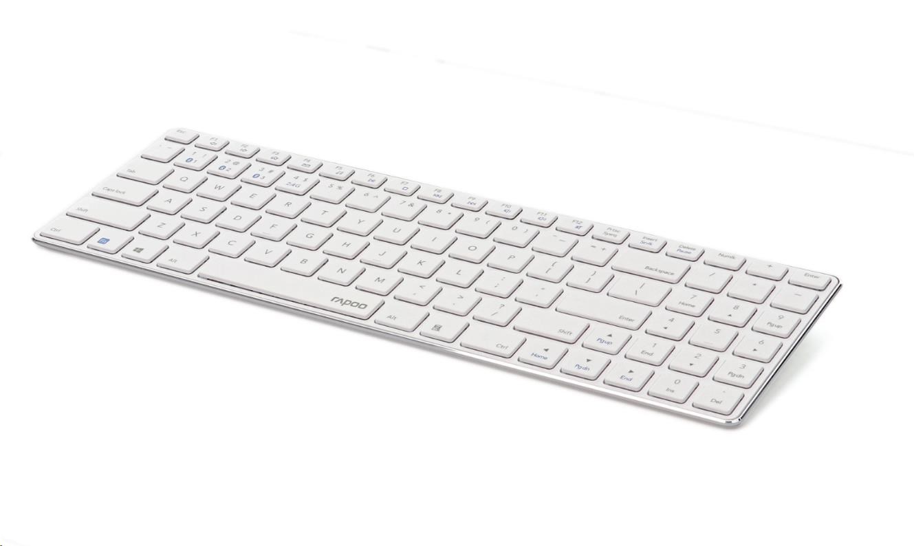 RAPOO klávesnice E9100M,  bezdrátová,  Ultra-slim,  CZ/ SK,  bílá2 