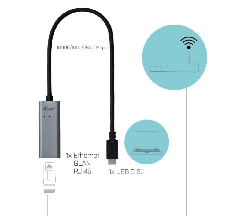 iTec USB-C Metal 2.5Gbps ethernetový adaptér2 