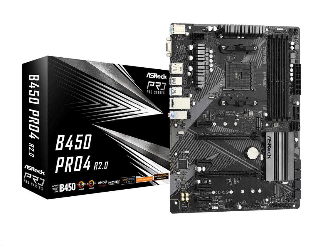 ASRock MB Sc AM4 B450 PRO4 R2.0,  AMD B450,  4xDDR4,  1xDP,  1xHDMI,  VGA1 
