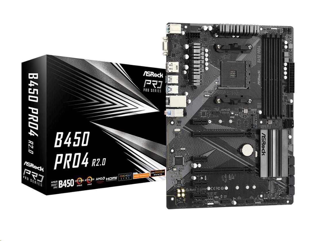 ASRock MB Sc AM4 B450 PRO4 R2.0,  AMD B450,  4xDDR4,  1xDP,  1xHDMI,  VGA4 