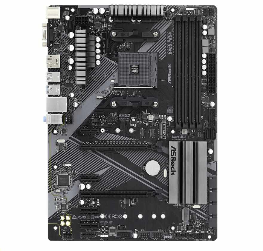 ASRock MB Sc AM4 B450 PRO4 R2.0,  AMD B450,  4xDDR4,  1xDP,  1xHDMI,  VGA0 