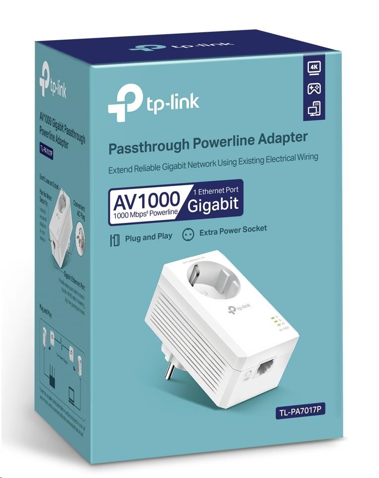 TP-Link TL-PA7017P průchozí powerline adaptér (AV1000, 1xGbE,  HomePlug AV2)2 