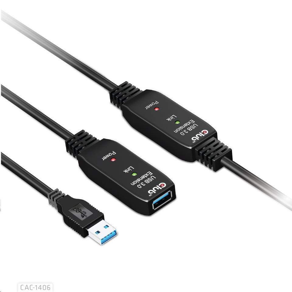 Kábel USB Club3D 3.2 Kábel aktívneho opakovača Gen1 M/ F 28AWG,  15 m1 
