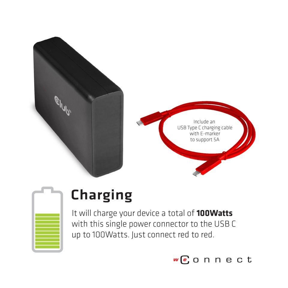 Dokovacia stanica Club3D USB-C 3.2 s napájacím adaptérom Triple Display Dynamic PD,  100 W0 