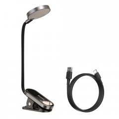 Baseus LED lampa na čtení s klipem,  šedá0 