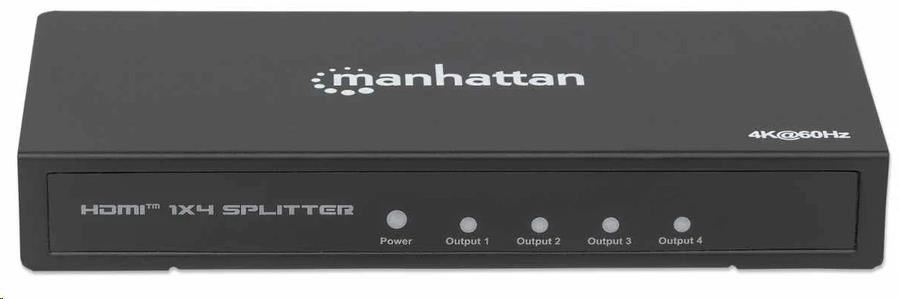 Manhattan HDMI Splitter,  4K 4-portový HDMI Splitter,  4K@60Hz,  napájanie AC,  čierny2 