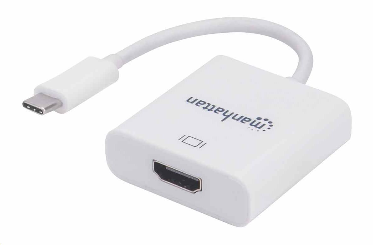 Adaptér Manhattan USB-C na HDMI,  USB-C samec na HDMI samica,  biely0 
